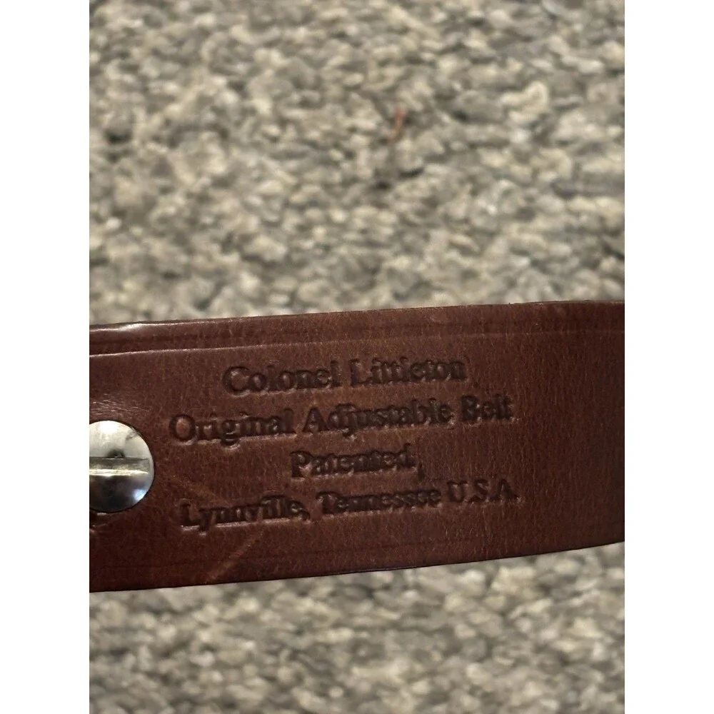 Colonel Littleton Original Belt Mens Adjustable Brown Leather Brass USA